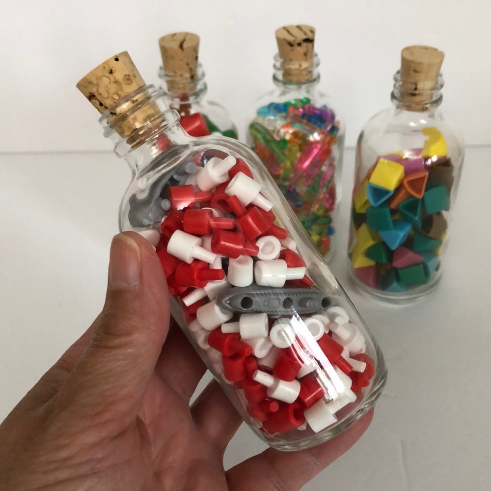 Game Pieces In Glass Jars With Corks - Picture 2 of 7